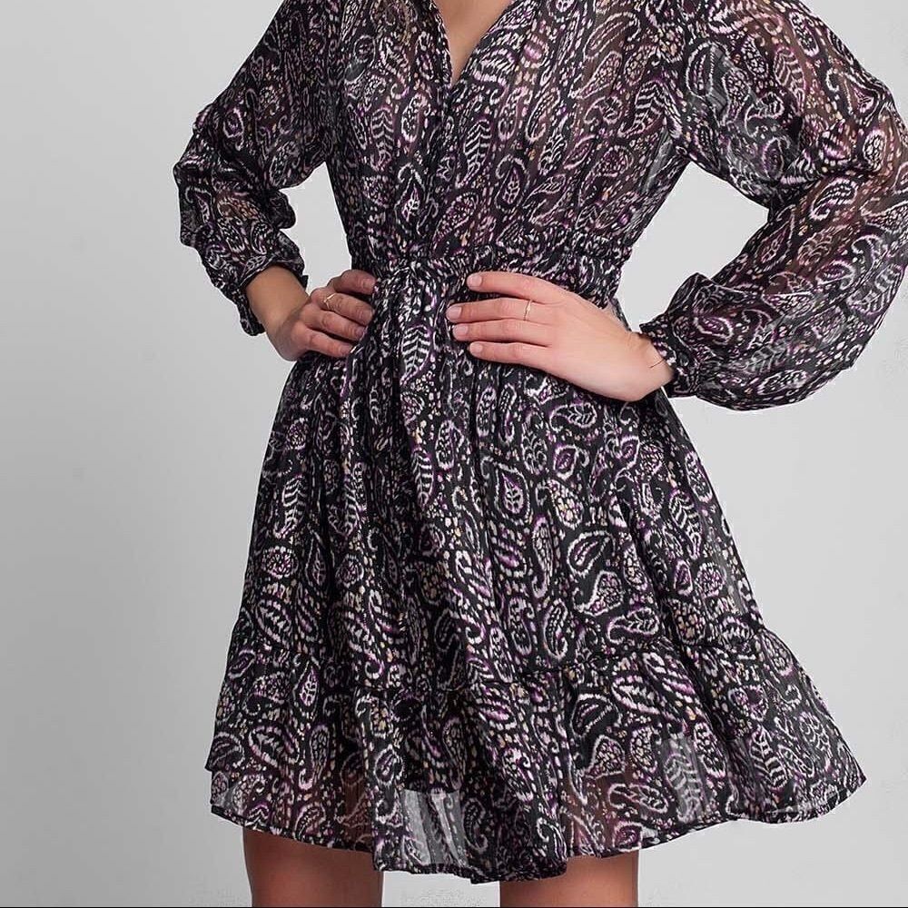 New Q2 Black Paisley Mini Smock Dress